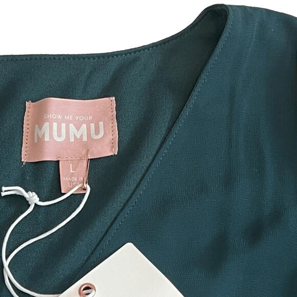 NWT Show Me Your MuMu Emily Empire Maxi Dress Emerald Green Sz Large - Picture 4 of 9